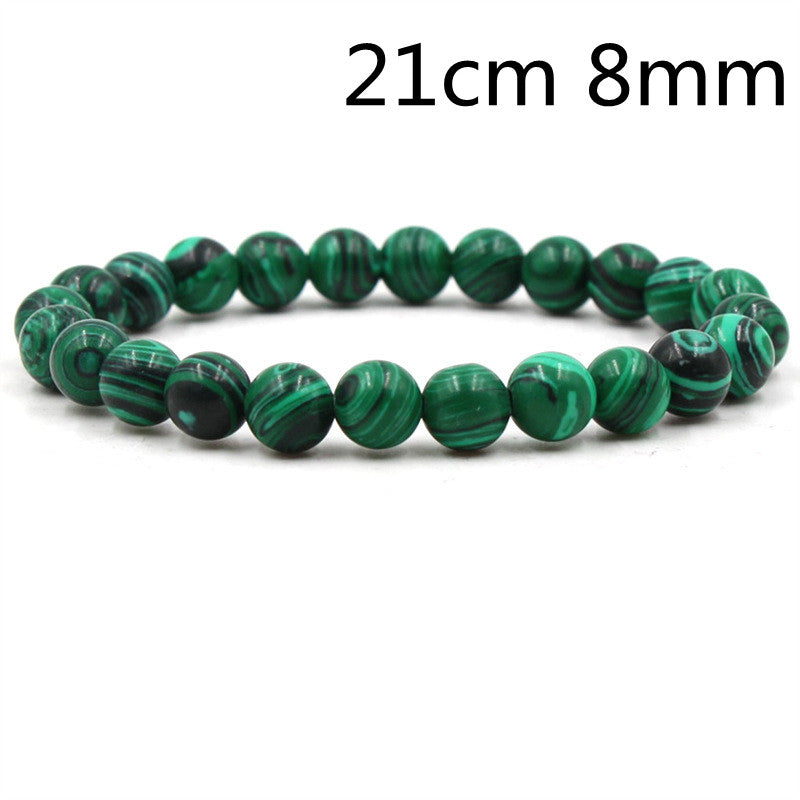 Classic Black Matte Green Malachite Bracelets Suitable Women Men Elastic Strand Jewelry - Artigo Importado