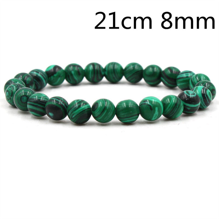 Classic Black Matte Green Malachite Bracelets Suitable Women Men Elastic Strand Jewelry - Artigo Importado
