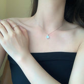 925 Sterling Silver Light Luxury Full Diamond Round Opal Stone Necklace For Women - Artigo Importado