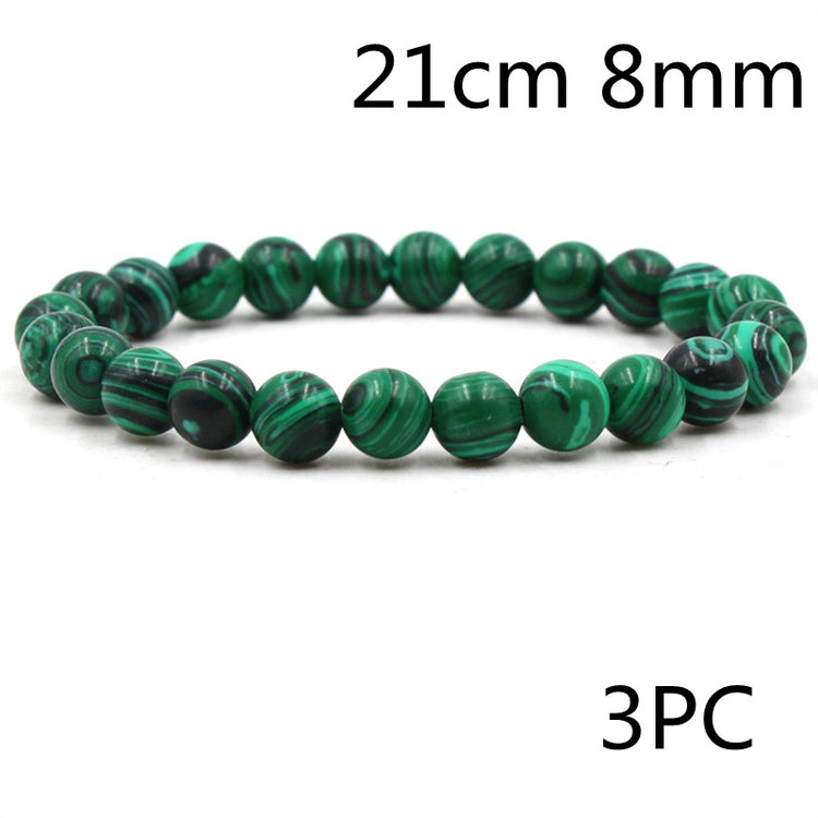 Classic Black Matte Green Malachite Bracelets Suitable Women Men Elastic Strand Jewelry - Artigo Importado